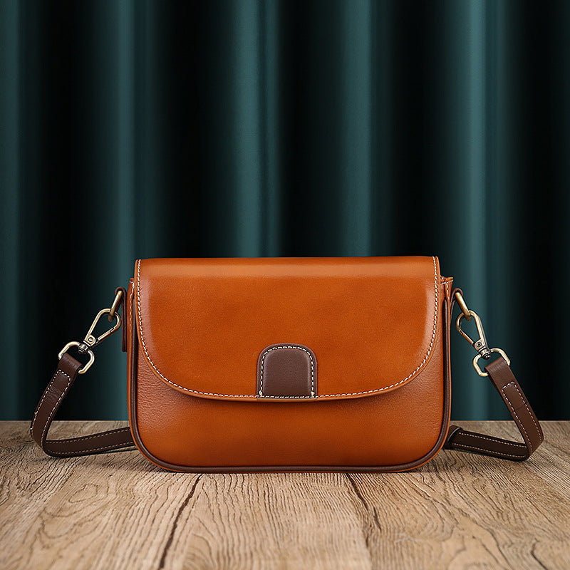 Women's Design Leather Retro Color Matching Toe Shoulder Bags