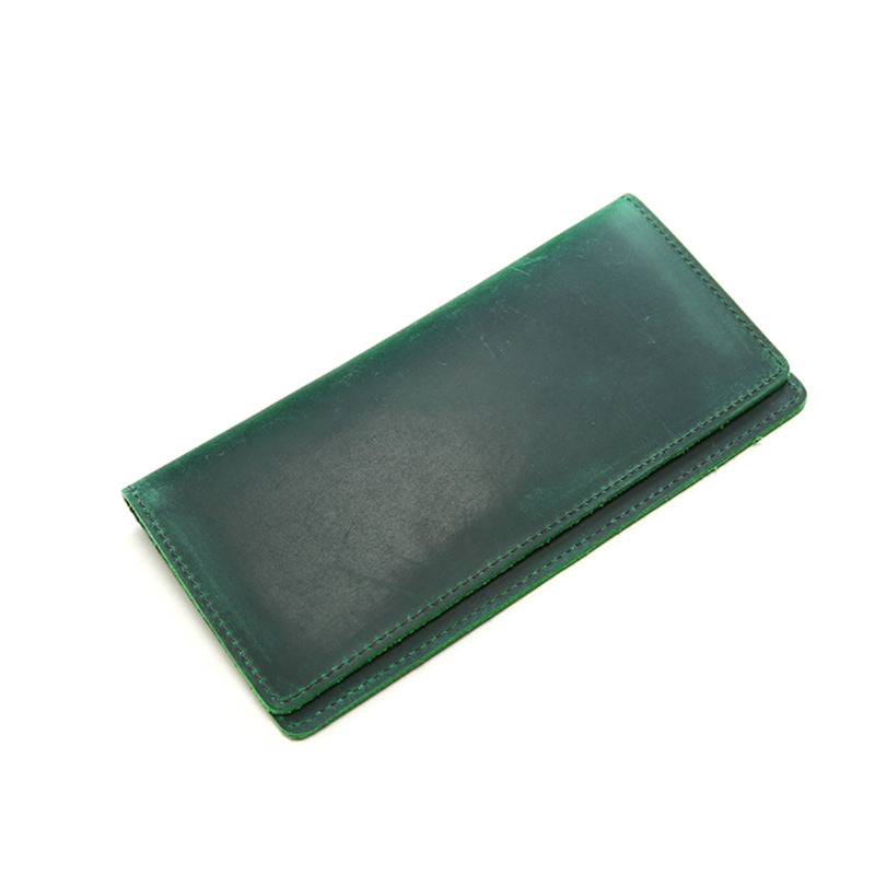 Men's Retro Leather Long First Layer Cowhide Simple Crazy Horse Men's Wallets