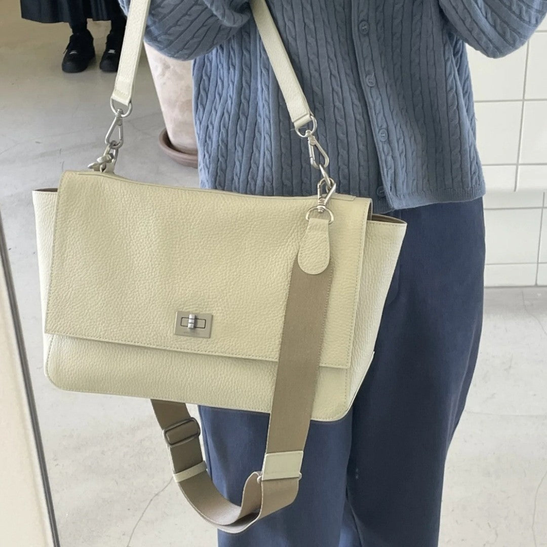 Niche Soo Lin Cowhide Flap Large Crossbody Bags