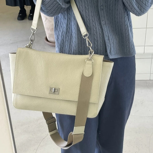 Niche Soo Lin Cowhide Flap Large Crossbody Bags