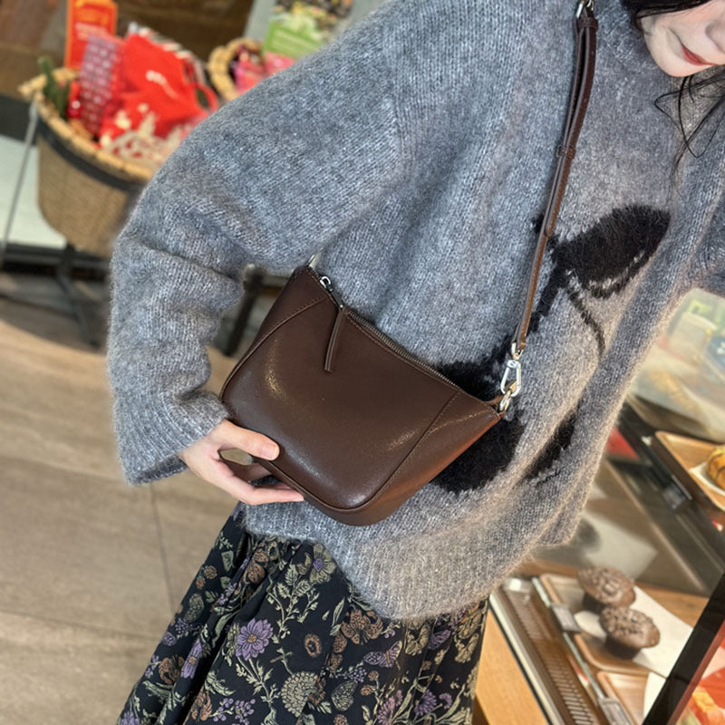 Women's Spring Genuine Leather Single High Sense Crossbody Bags
