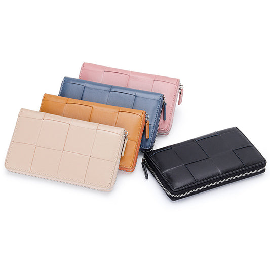 Leather Long Sheepskin Woven Fashion Clutch Ladies Wallets