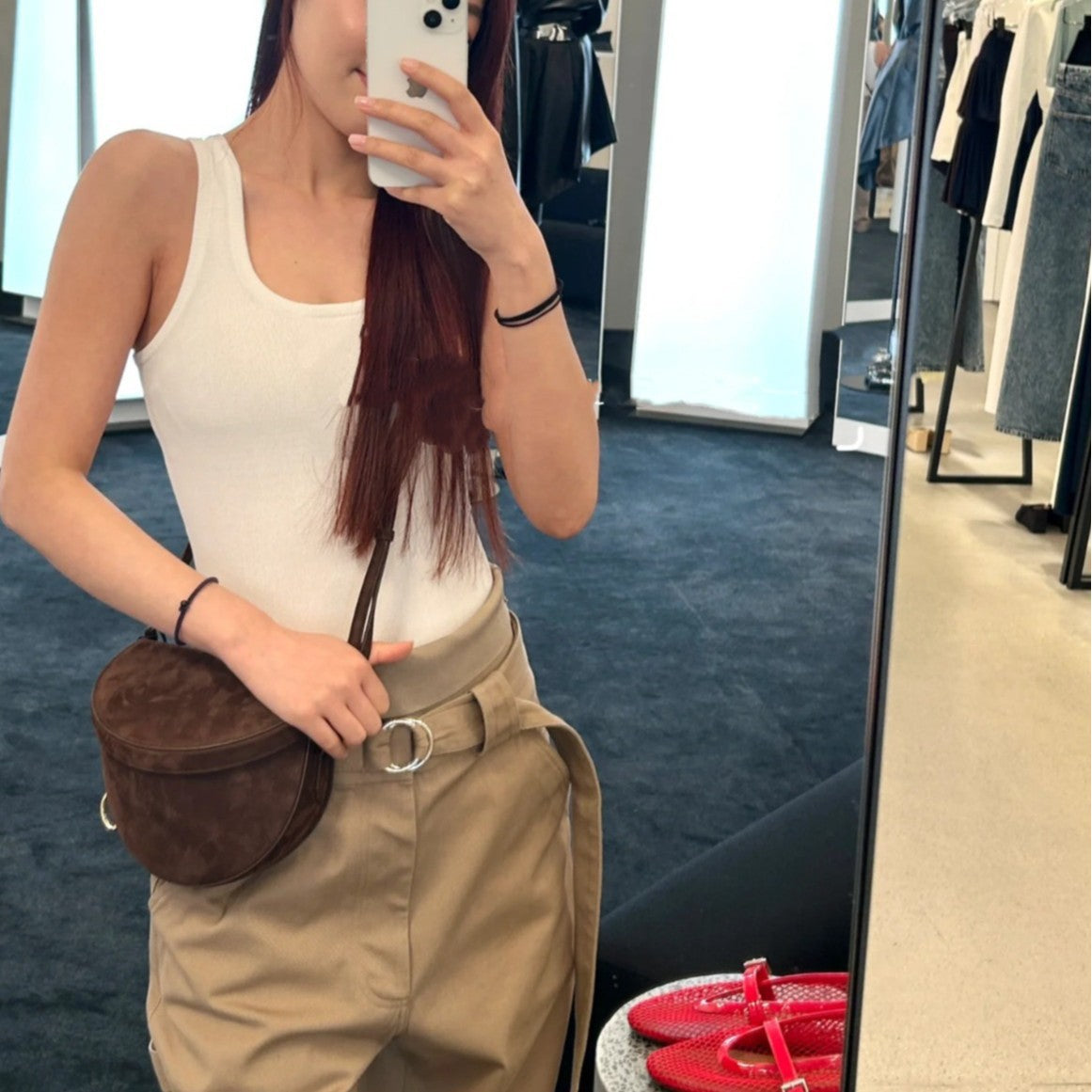 Women's Layer Frosted Suede Saddle Fashionable Tops Shoulder Bags