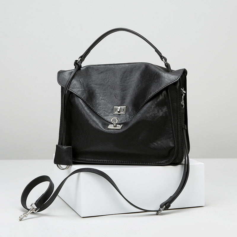 Women's Tanned Soft Leather Light Luxury Large Crossbody Bags