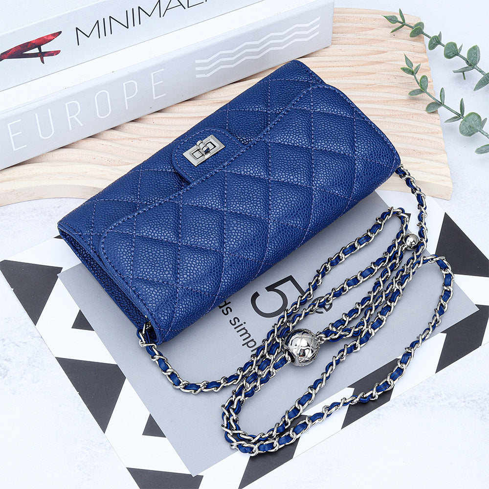 Women's High-grade Cowhide Caviar Pattern Chain Stylish Versatile Bags