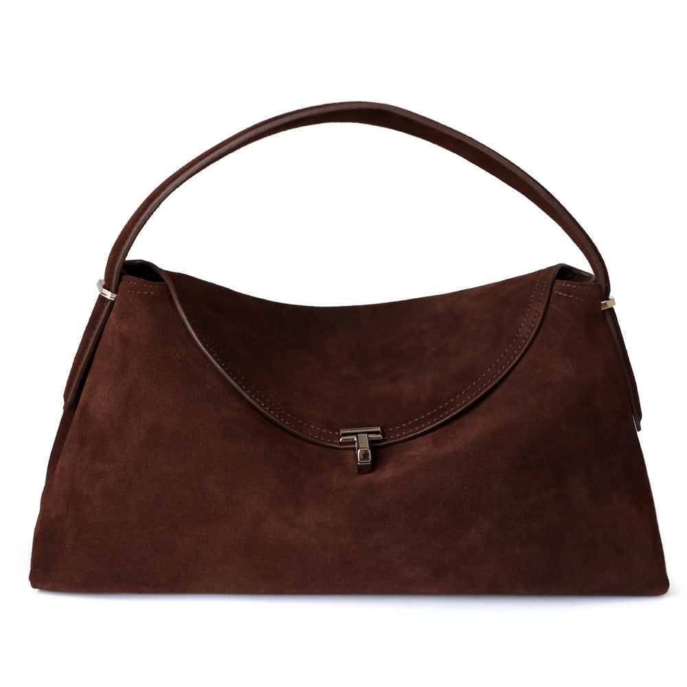 Large Capacity Commuter Retro Easy Matching Frosted Leather Handbags