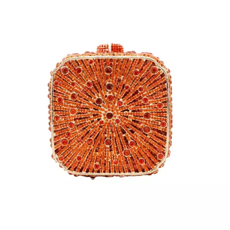 Women's Diamond Hollow Metal Hard Box Crystal Evening Bags