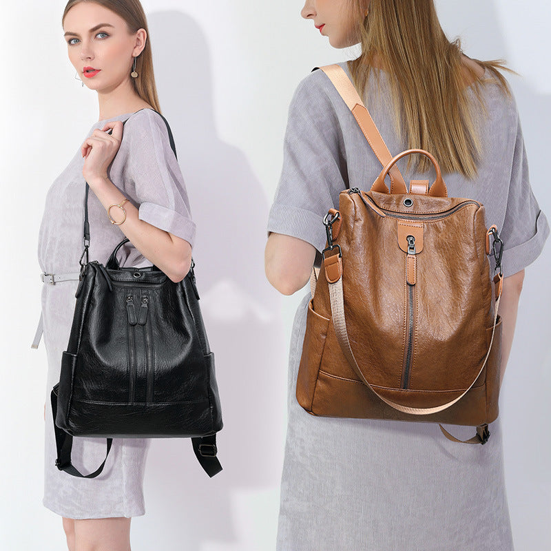 Women's Korean Soft Leather Simple Fashion Backpacks