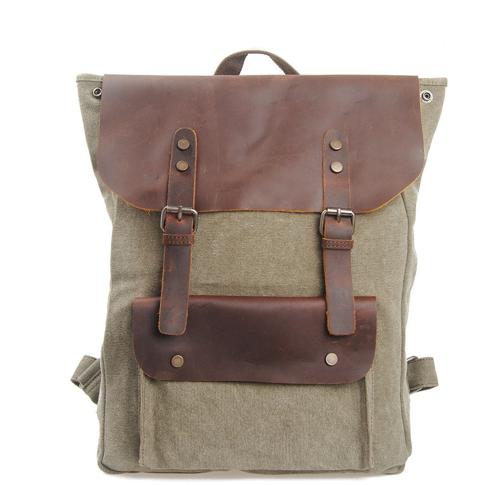 Canvas With Leather Female Fashion College Backpacks