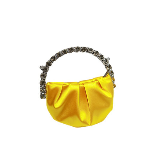 Women's Rhinestone Portable Diamond Pleated Trendy Design Evening Bags