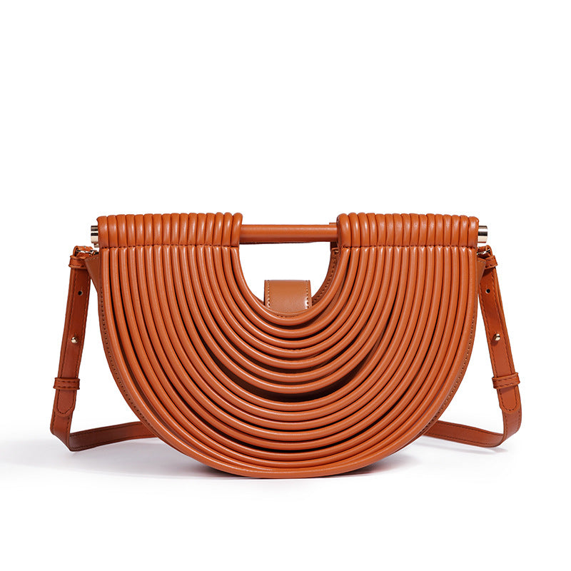Women's Bamboo Handmade Beach Semicircle Woven Bags