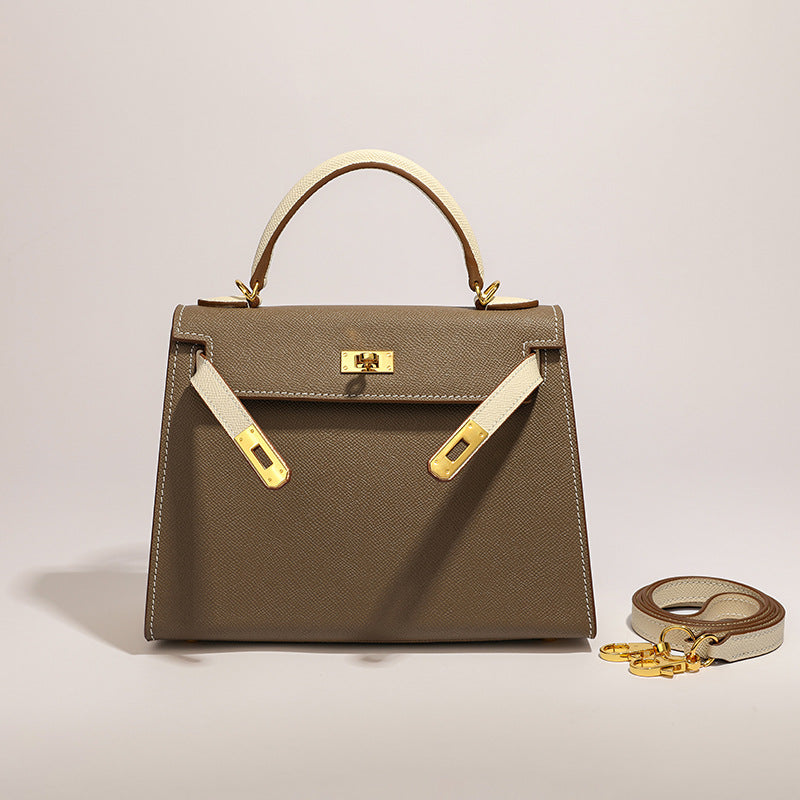 Women's Palm Print Genuine Leather Kelly Versatile Handbags