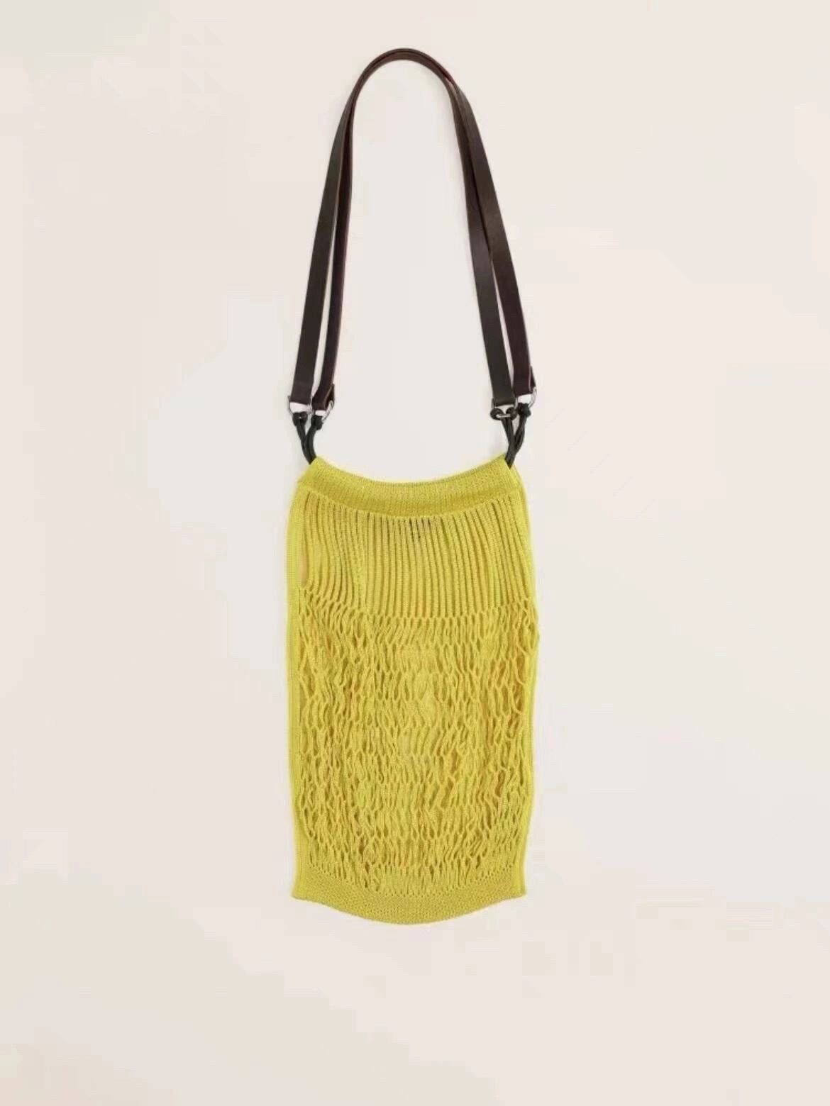 Size Medium Mesh Pocket Concave Shape Design Crossbody Bags