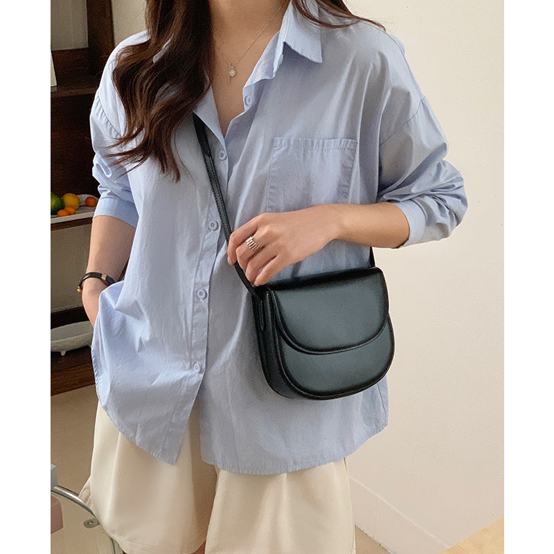 Women's Niche Genuine Leather High-grade Simple Saddle Bags