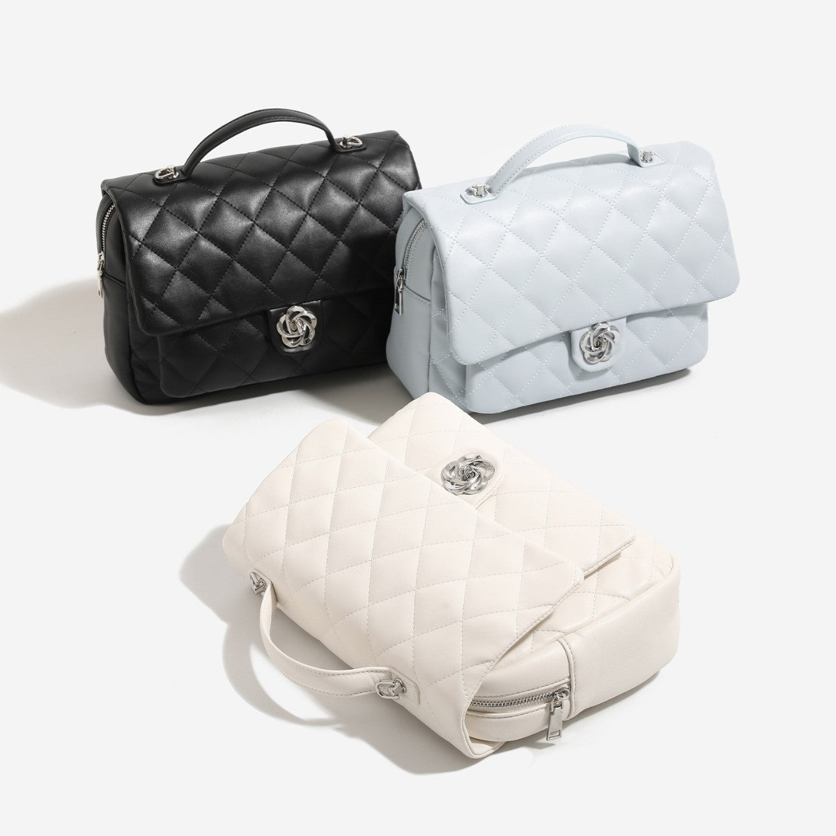 Women's Classic Style Rhombus Chain High-grade Preppy Backpacks