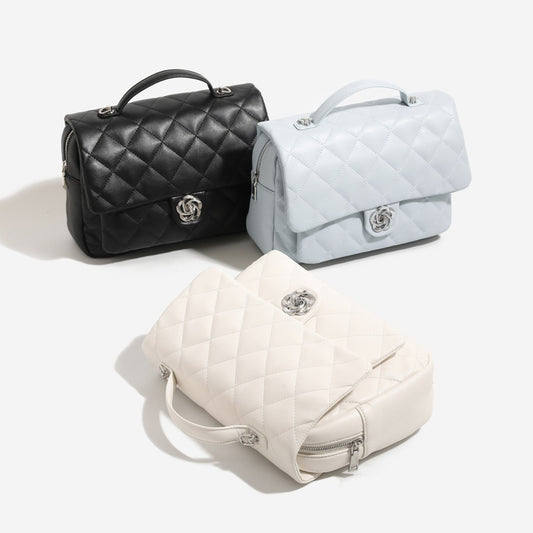 Women's Classic Style Rhombus Chain High-grade Preppy Backpacks
