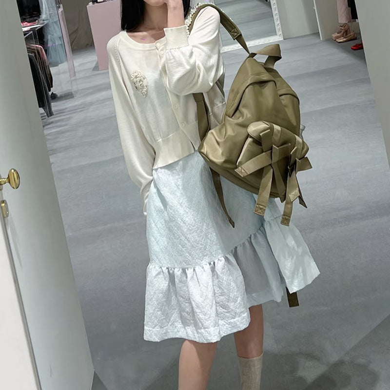 Women's Sweet Xi Hot Bowknot Pearl Large Backpacks