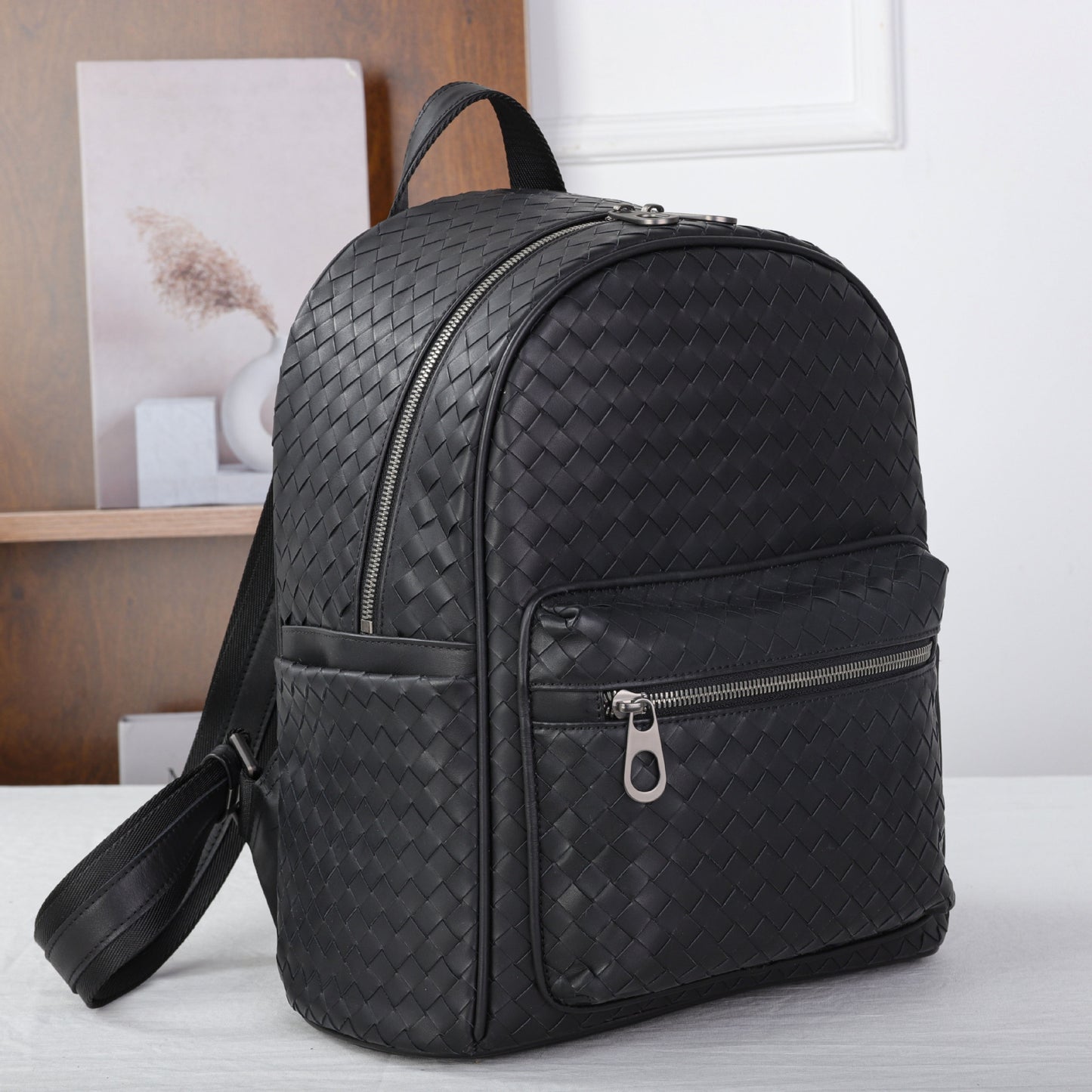 Women's & Men's & First Layer Cowhide Hand-woven Backpacks
