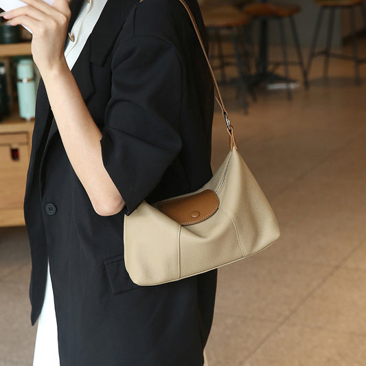 Women's Summer First Layer Cowhide Dumpling Genuine Crossbody Bags