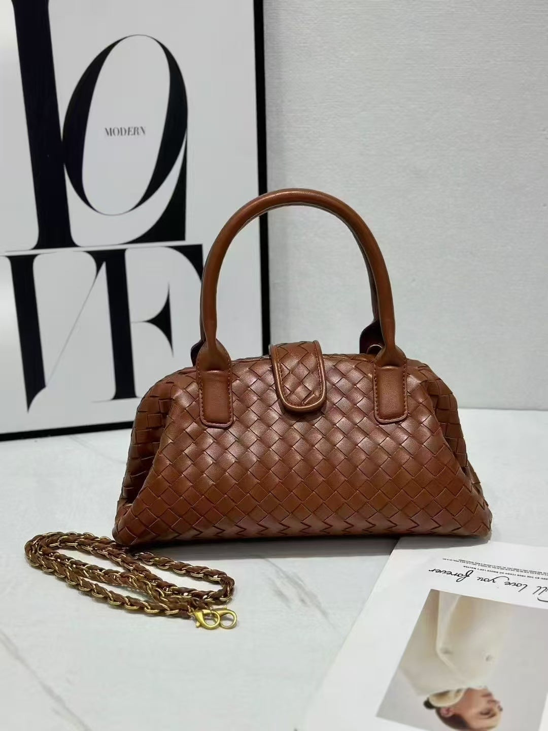 Women's Classic Retro Style Woven Bowling Simple Bags