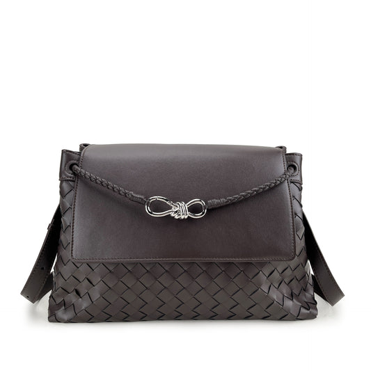 Leather With Sier Butterfly Clasp Large Crossbody Bags