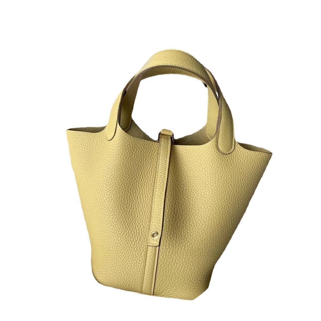 Women's Line Vegetable Basket First Layer Litchi Handbags