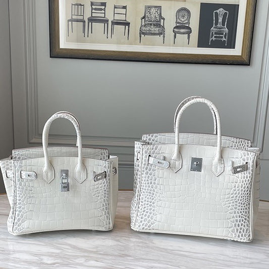 Women's & Men's Genuine Leather Himalayan White Crocodile Pattern Shoulder Bags