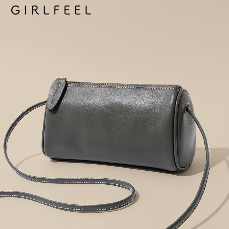 Women's Fashionable Genuine Leather Retro Vegetable Tanning Crossbody Bags