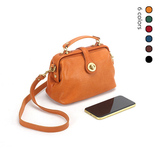 Women's First Layer Cowhide Doctor Portable Retro Crossbody Bags