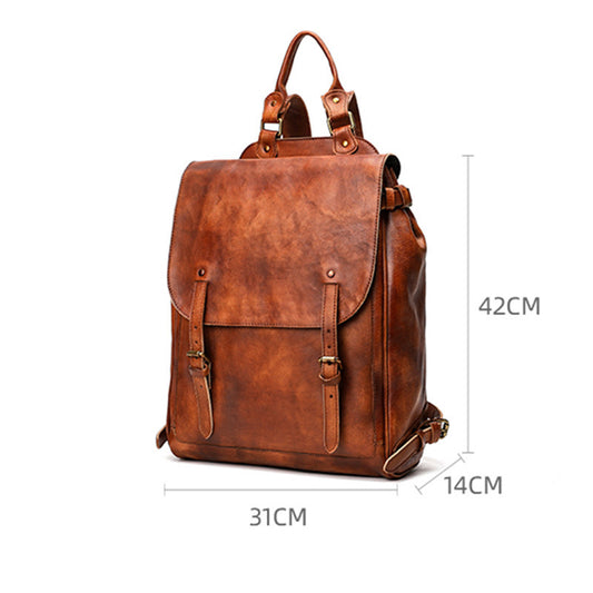 Leather Sketch Brush Color College Large Backpacks