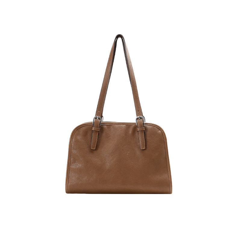 Women's Vegetable Tanned Cattle Leather Ingot Bowling Shoulder Bags