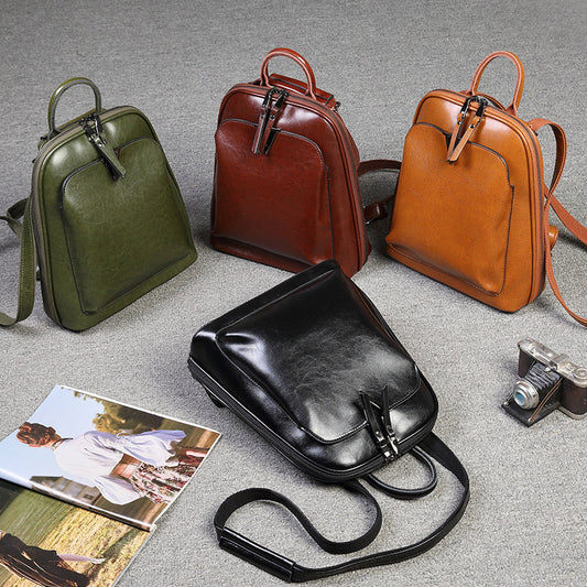 Women's Genuine Leather Soft Lightweight Commuter Style Backpacks