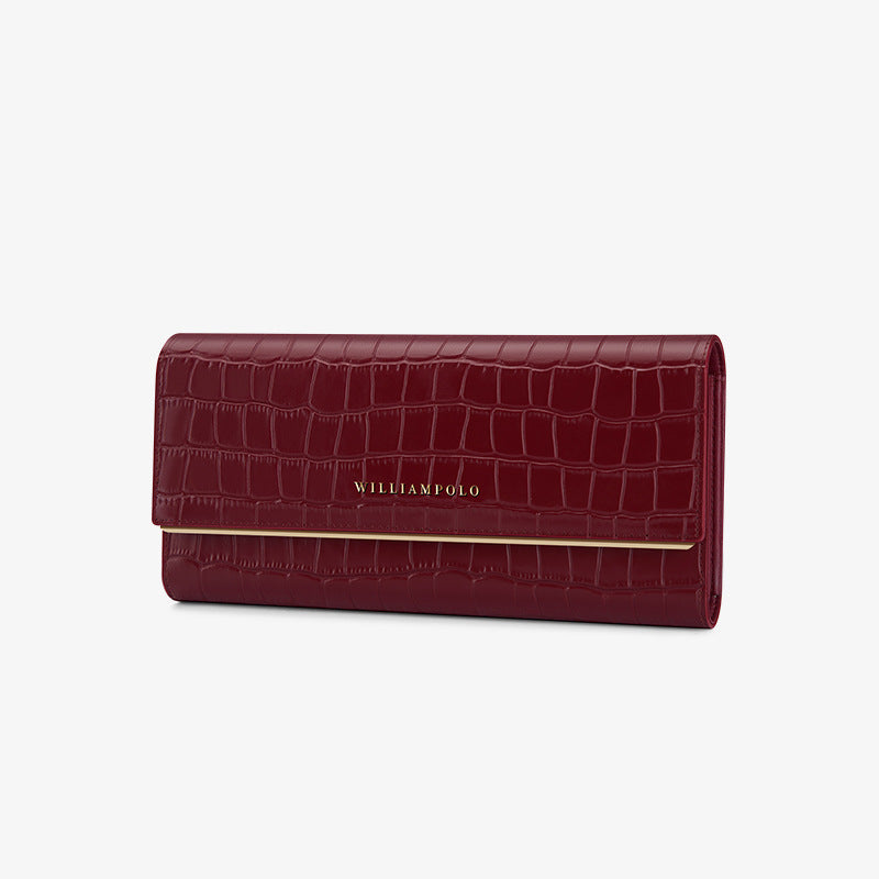 Women's Emperor Paul Long Genuine Leather Crocodile Pattern Fashion Clutch Ladies Wallets