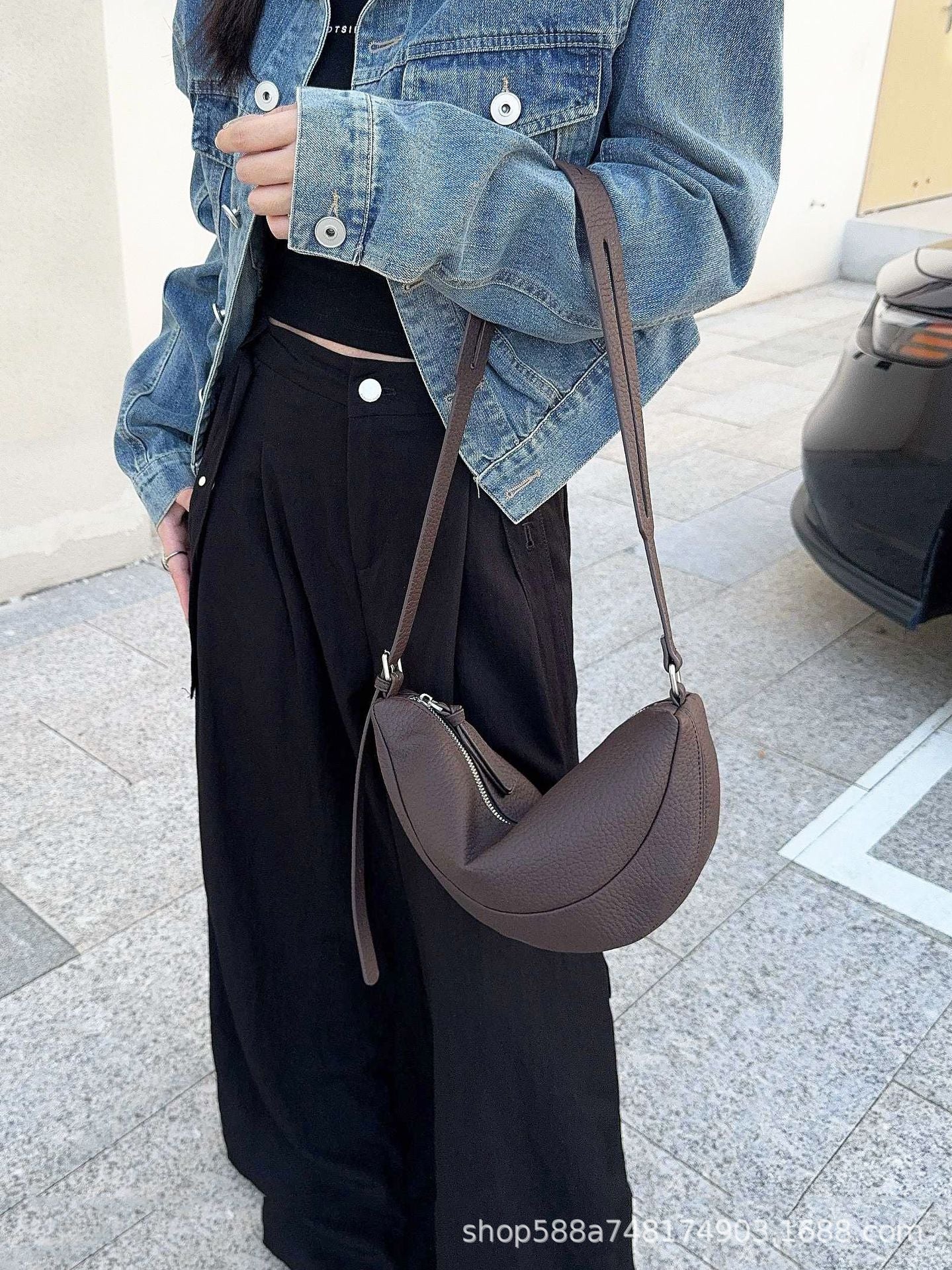 Women's Litchi Pattern Leather Can Be Praised Crossbody Bags