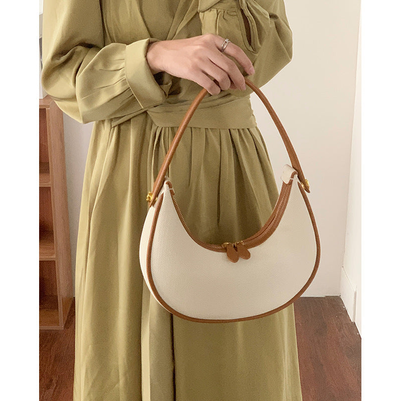 Women's Design Cloth Pattern Cowhide Underarm Selenodont Armpit Bags
