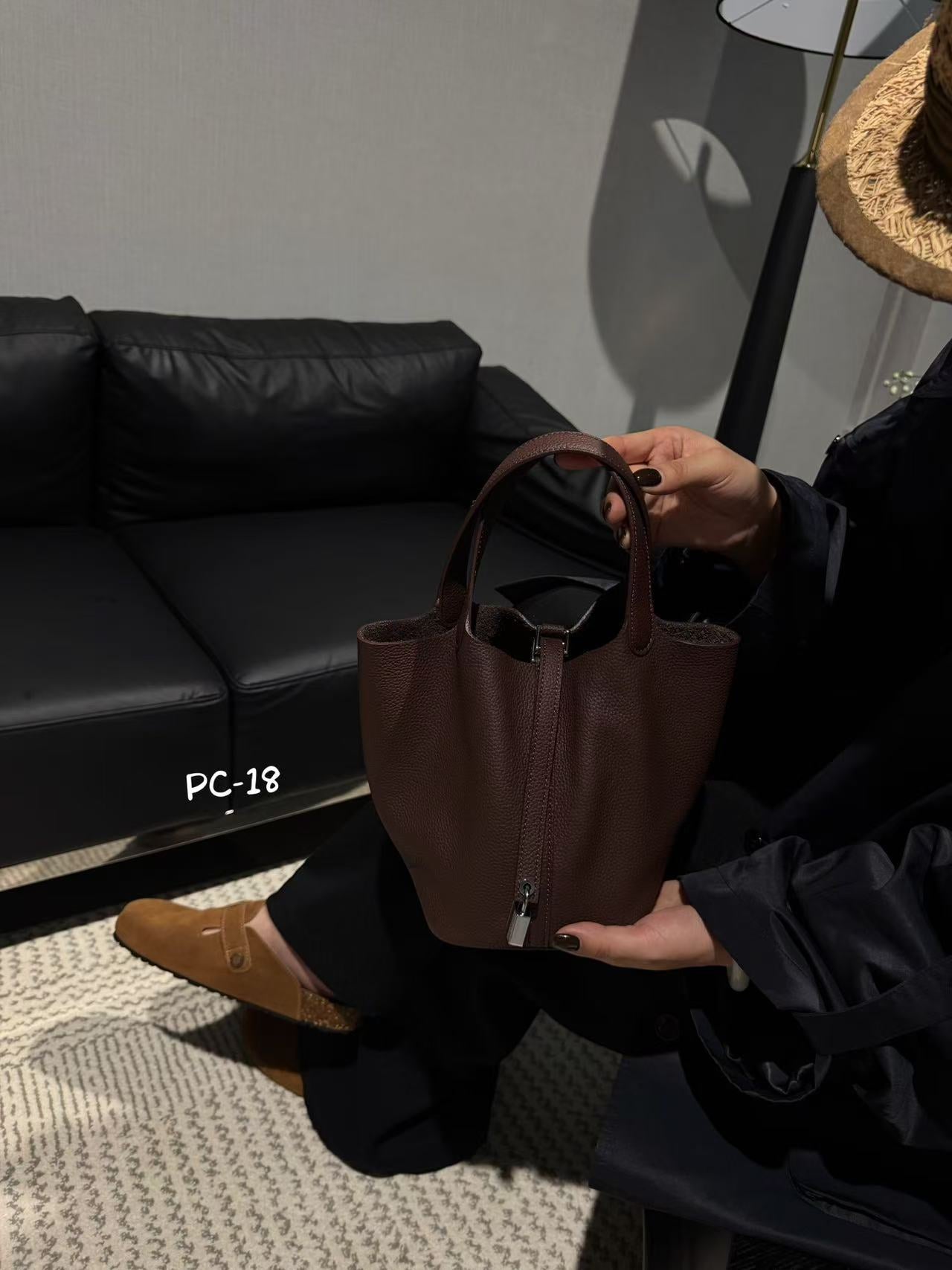 Women's First Layer Cowhide Vegetable Basket Crossbody Bags