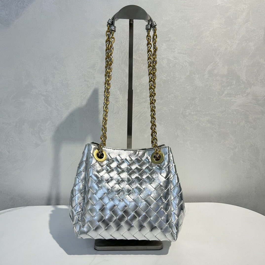 Women's Parachute Handmade Genuine Leather Woven Shoulder Bags