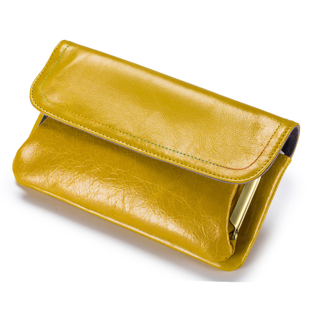 Oil Wax Skin Long Large Capacity Retro Handbags