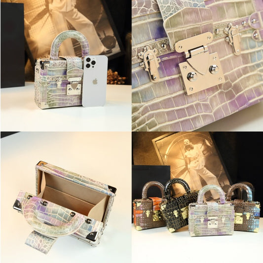 Genuine Leather Portable Box Female Crocodile Pattern Crossbody Bags