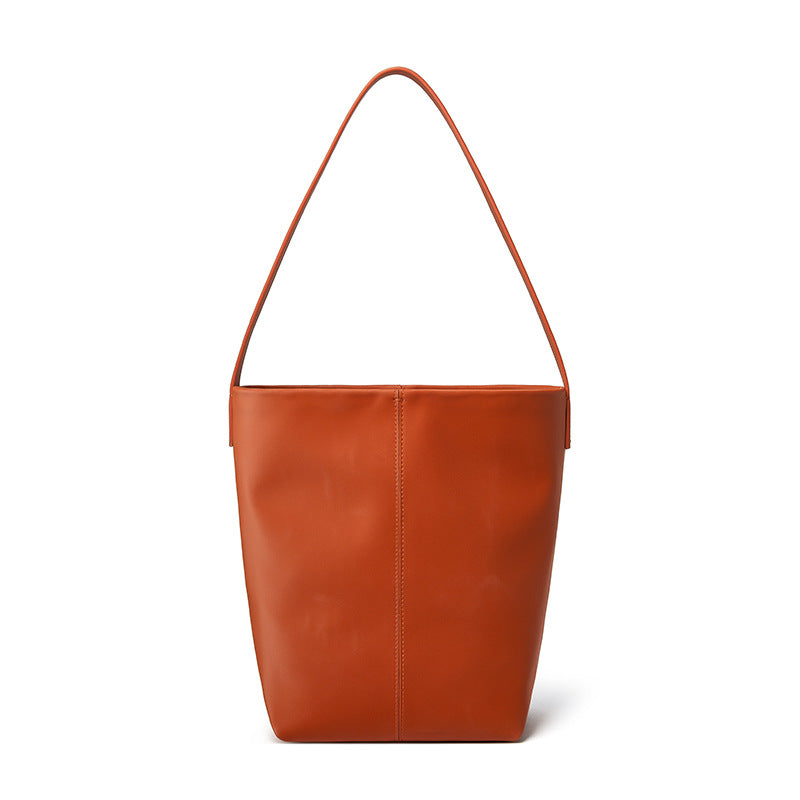 Women's Satin Cowhide Idle Style Large Capacity Totes Shoulder Bags