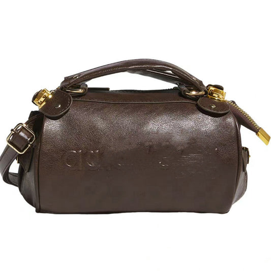 Women's & Men's & Clover Retro Pillow Round Brown Bags