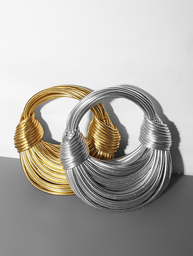 Gold Sier Color Clutch Knotted Bundle Shoulder Bags