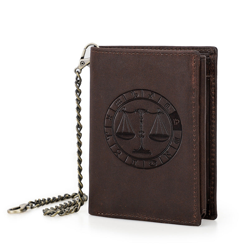 Men's Man Retro Crazy Horse Vertical Twee Men's Wallets