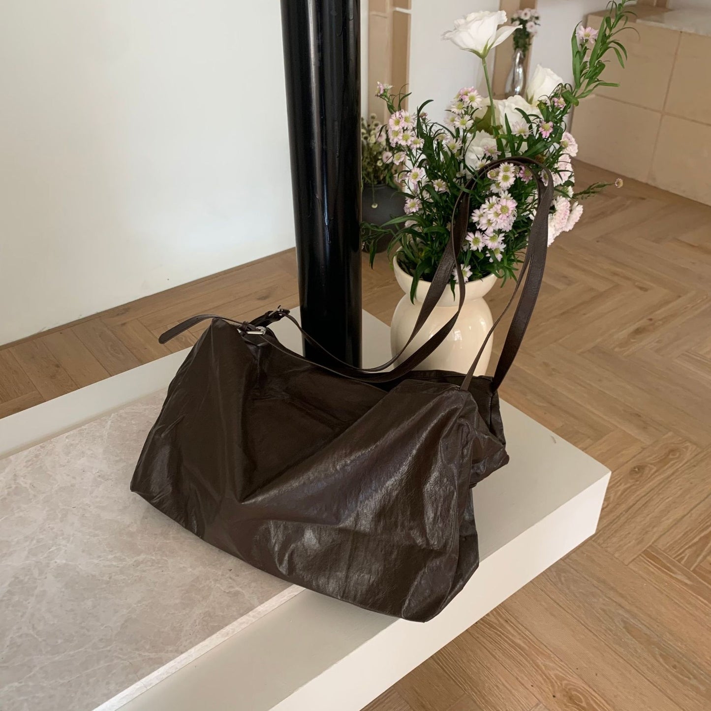 Korean Style Single Soft Leather Large Bags