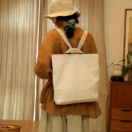 Women's Cotton Linen Simple Korean Style Large Backpacks