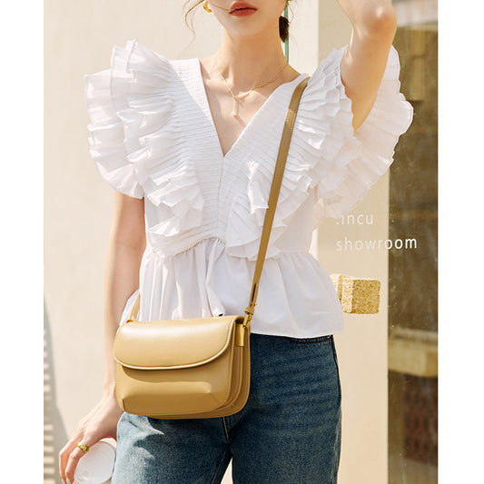Women's Sense Underarm Cowhide Fashion File Genuine Bags