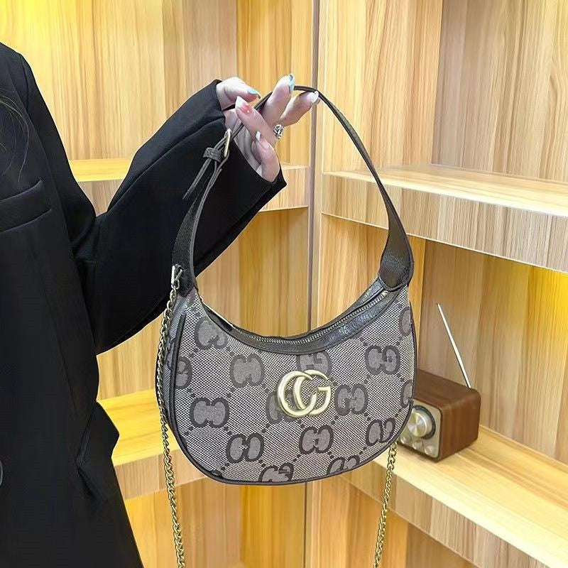 Women's Fashion Printed High-grade Crescent Moon French Crossbody Bags
