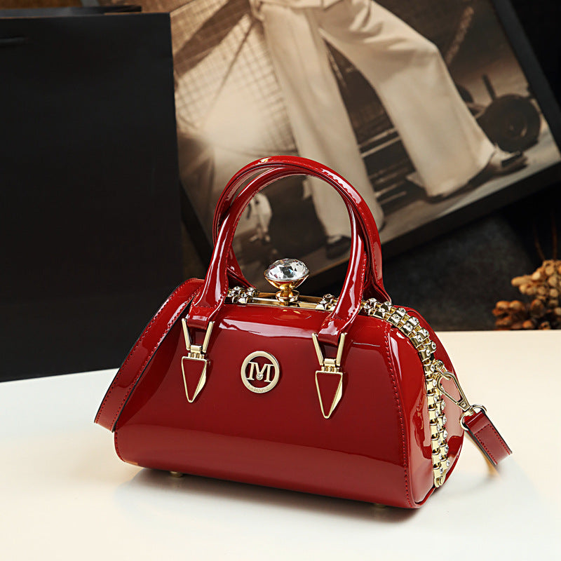 Women's Clip Personalized Patent Leather Fashion Pillow Crossbody Bags