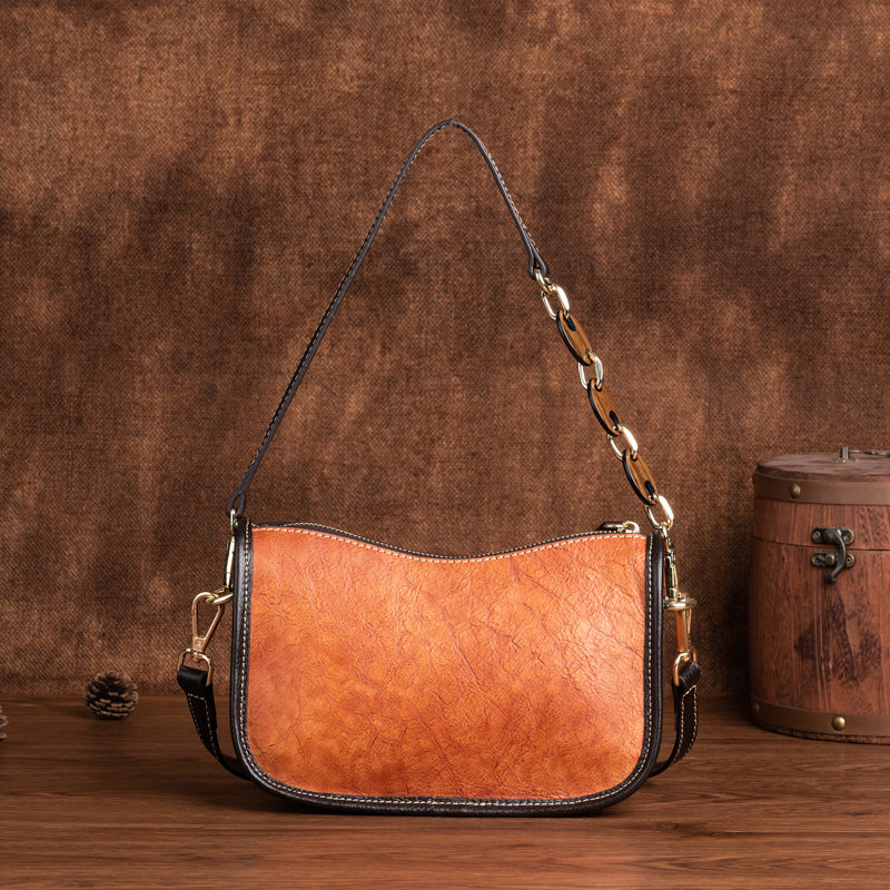 Women's Underarm Layer Cattlehide Leather Fashion Simple Crossbody Bags