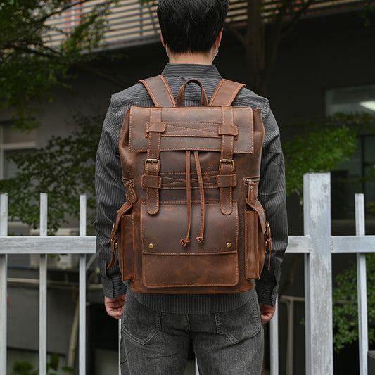 Genuine Leather Vintage Crazy Horse Inch Backpacks